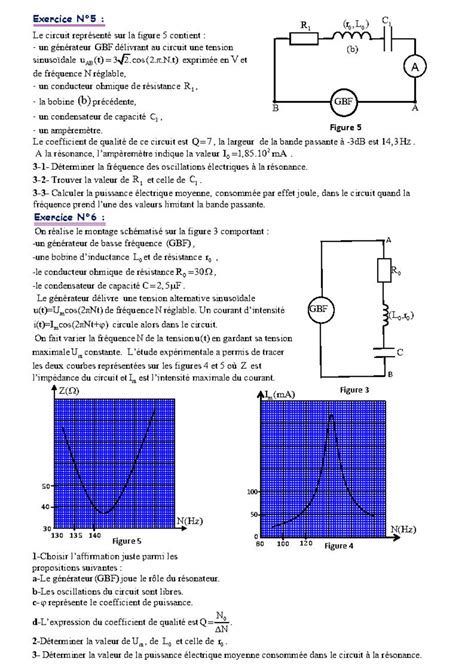 Circuit Rlc S Rie En R Gime Sinuso Dal Forc Exercices Non Corrig S