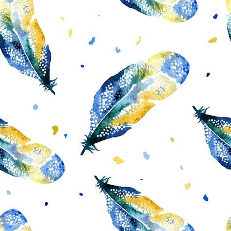 Seamless Pattern With Watercolor Feathers Stock Vector Annykos