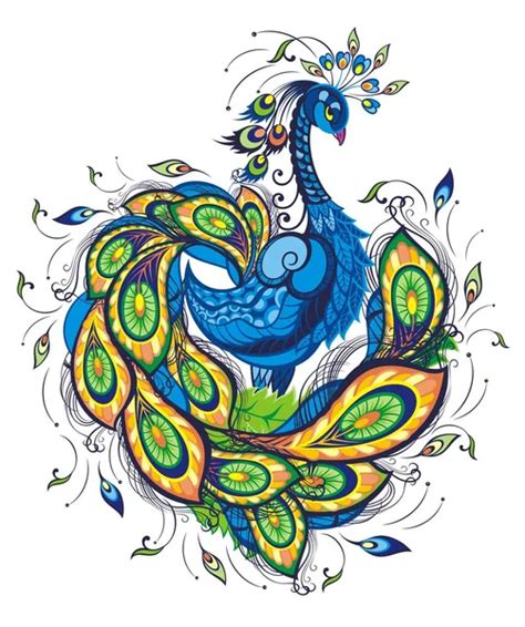 Peacock Drawing Fantasy Vector Illustration Peacock Stock Vector Image