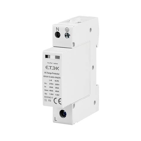 Eku6 Type 2 Small Size Ac Spd Imax 40ka Class Ii Ac Surge Protector Etek Electric