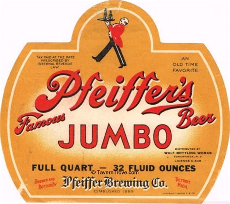 Item 72592 1937 Pfeiffers Famous Beer Label Cs47 23