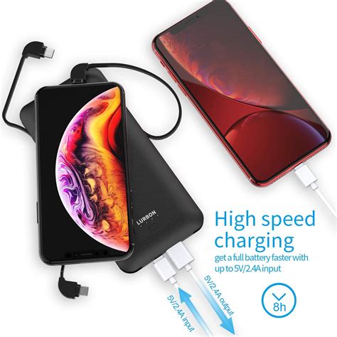 10000 Mah Portable Charger Power Bank Ultra Slim External Battery Pack With Built In Ac Plug