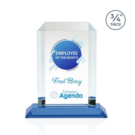 Carey Full Color Sky Blue Rectangle Crystal Trophy Trophy