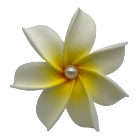 Foam Plumeria Flower W White Pearl On Stick 3 5 Assorted Colors