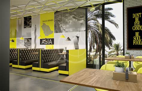Modern Fast Food Restaurant Interior Design by Comelite Architecture