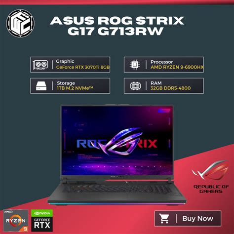 Jual Laptop Gaming Asus Rog Strix G17 G713rw Ryzen 9 6900hx 32gb 1tb Rtx3070ti 6gb Ohs W11