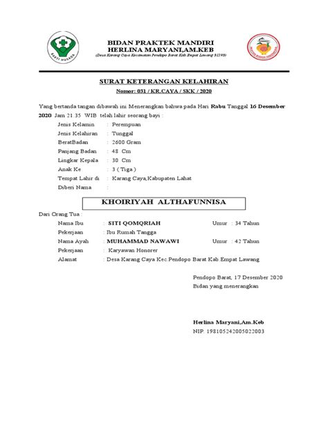 Surat Keterangan Lahir Neww Pdf