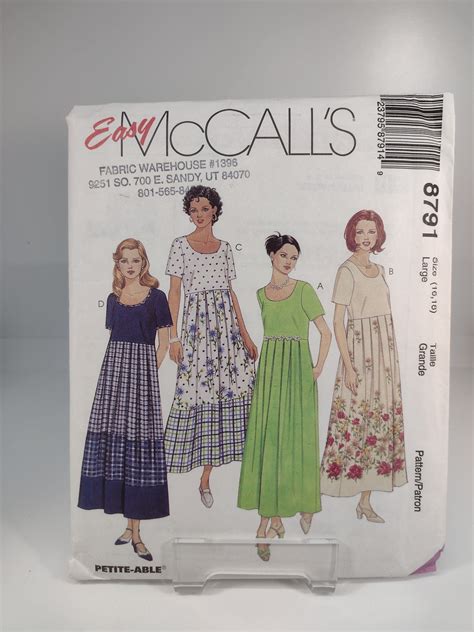 Mccall S 8791 Pattern Misses Dresses Size 16 18 UNCUT Easy Vintage 90s