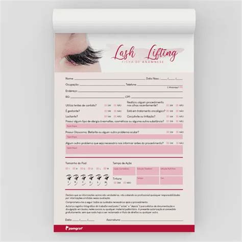 Bloco Anamnese De Lash Lifting Fls A