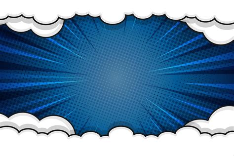 Blue Pop Art Comic Book Background With Rays And Cloud Frame 22509328