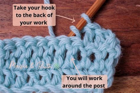 The Back Post Double Crochet Step By Step Tutorial Maisie And Ruth