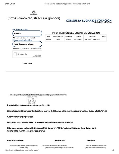 Censo nacional electoral Registraduría Nacional del Estado Civil