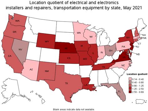 Map Of Location Quotient Of Electrical And Electronics Installers And