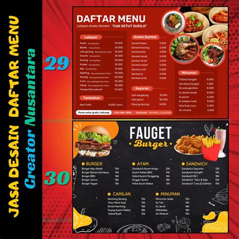 Jual Desain Daftar Menu Makanan Minuman Edit Daftar Menu Custom