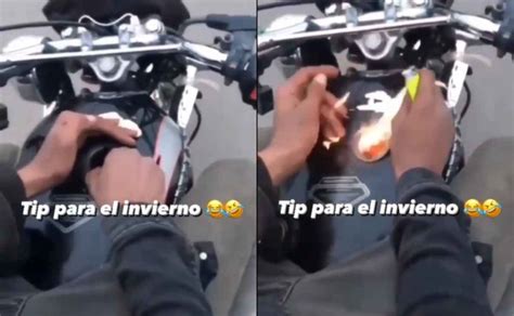 Ins Lito Prendi Fuego La Moto Para Calentarse Durante El Viaje