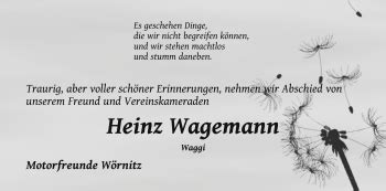 Traueranzeigen Von Heinz Wagemann Trauer Flz De