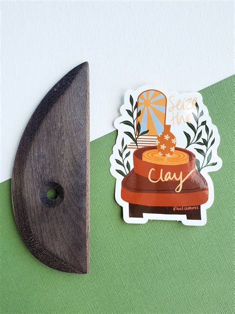 Seize The Clay Vinyl Sticker Pottery Stickers Botanical Etsy