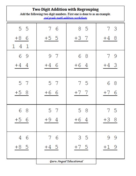 2nd Grade Math Addition With Regrouping Worksheets — Steemit