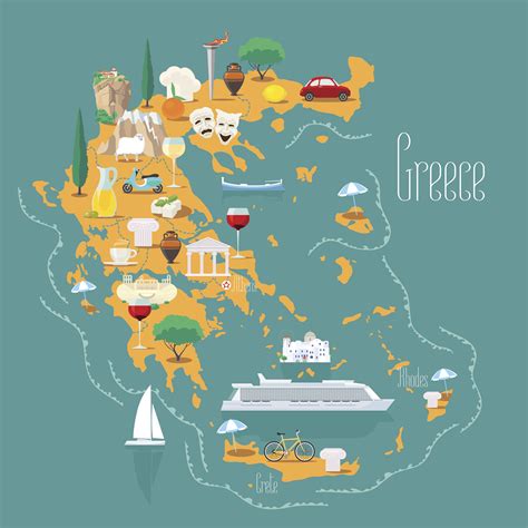 Winston Porter Map Of Greece With Islands Vector Illustration Design