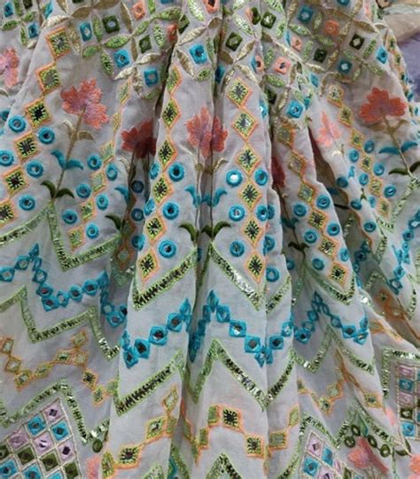 Beautiful Embroidery Gota Mirror Work Dyeable Georgette Fabric Etsy