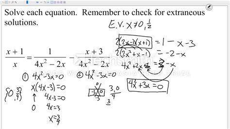 Solving Rational Equations Check For Extraneous Solutions Tessshebaylo