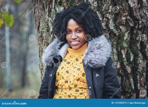 Young Dark Skinned Woman Dressed In Casual Clothes Stock Image Image