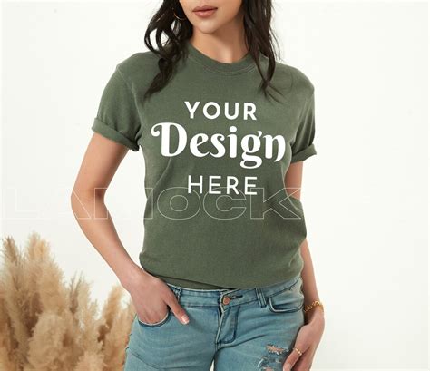 Comfort Colors C1717 Moss Shirt Mockup Tshirt Mockup Moss Tee Etsy