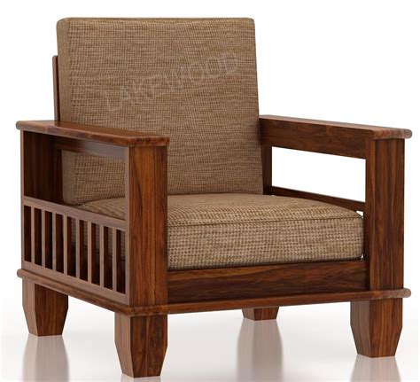 LAKEWOOD Sheesham Wood Sofa Set Single Seater Solid Wood Sofa Set