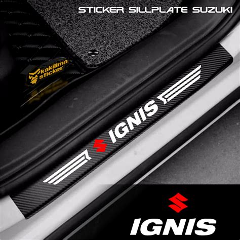 Sticker Sill Plate Carbon Pelindung Pijakan Kaki Pintu Mobil Suzuki