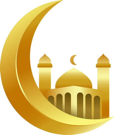 Golden Crescent Moon And Mosque Ramadhan And Eid Al Fitr Ornament