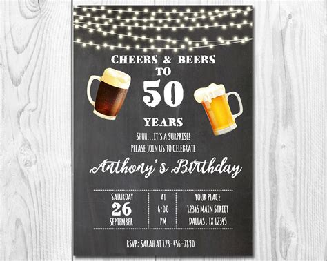 Cheers And Beers To 50 Years Surprise 50th Birthday Etsy