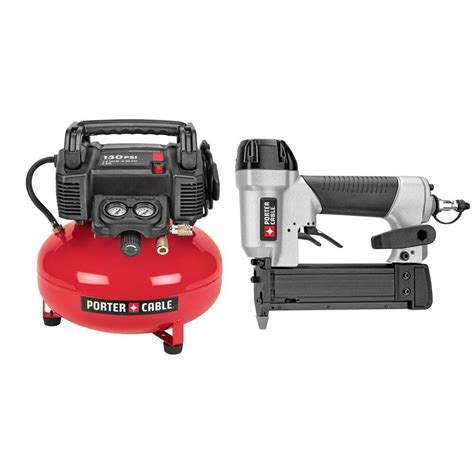 Porter Cable 6 Gal 150 Psi Portable Electric Air Compressor And Pin Nailer Combo Kit 2 Tool