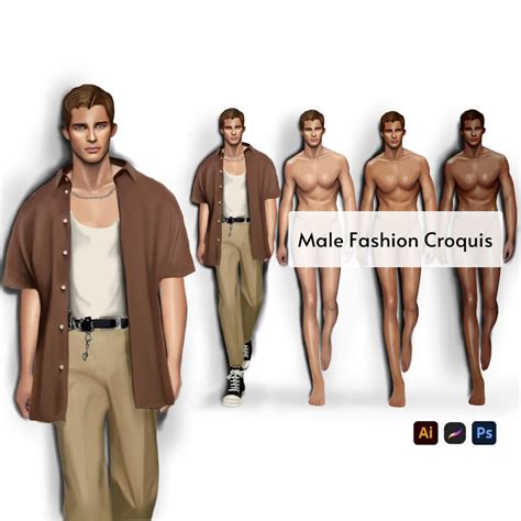 Male Fashion Croquis Templates Male Fashion Figure Realistic Male Illustration Procreate