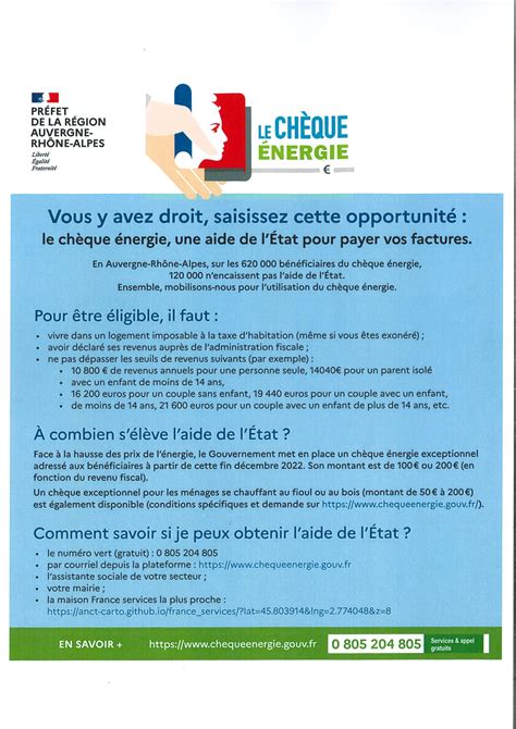 Dispositif chèque énergie Mairie de Servoz