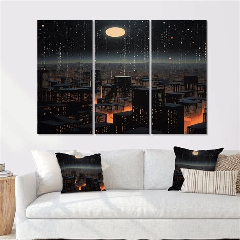 Design Art NY Full Moon Night Life - New York City Wall Art Set