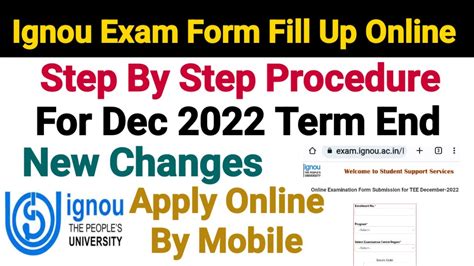 Ignou Exam Form Fill Up Online For Dec 2022 Term End How To Fill