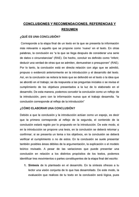 Cómo Hacer Un Reporte De Caso Conclusiones Y Referencias Conclusiones Y Recomendaciones