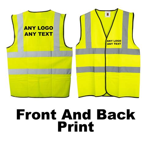 Personalised High Visibility Safety Waistcoat Hi Viz Vest Custom Printed Ebay