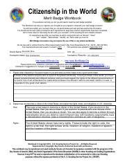 Citizenship In World Merit Badge Worksheet