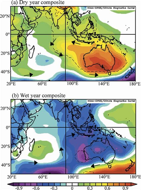 NCEP NCAR Reanalysis Composite Of Anomalous SLP Mb For A Dry And