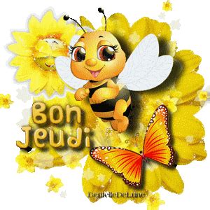 Anim Bon Jeudi Avec Petite Abeille Et Papillon Sur Fleurs Les