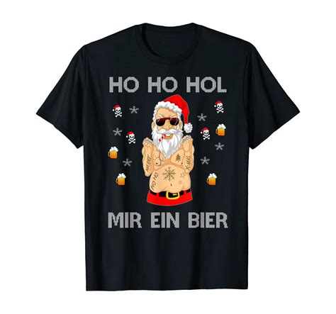 Ho Ho Hol Mir Ein Bier Weihnachtsmann Mit Bier T Shirt Amazon De