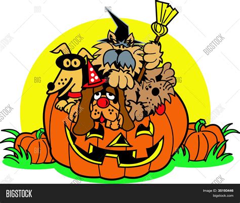 Halloween Pumpkin Dog Vector & Photo (Free Trial) | Bigstock