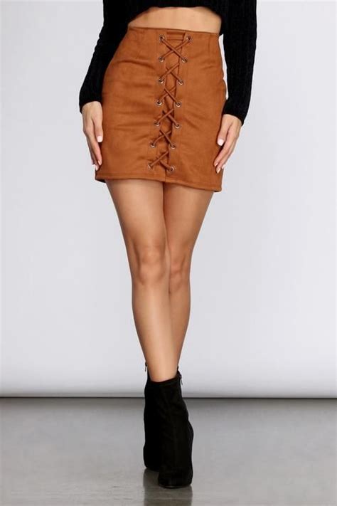 Faux Suede Lace Up Mini Skirt Mini Skirts Mini Skirt Style Faux Suede