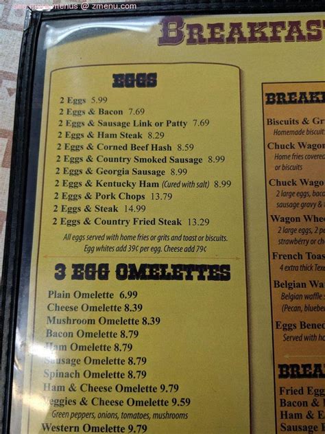 menu  chuck wagon restaurant miami bird