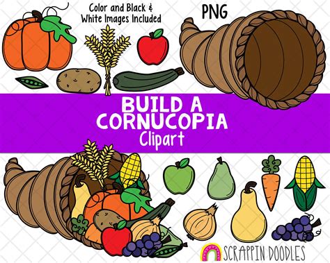 Cornucopia Clipart Build A Cornucopia Commercial Use Thanksgiving Food