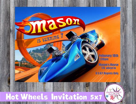 Hot Wheels Invitation Etsy Hot Wheels Invitations Hot Wheels