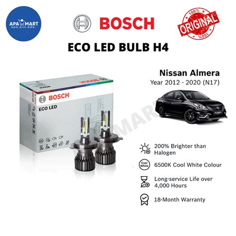 Bosch Eco H4 Led Headlamp Bulb Cool White 2pcs 12v 24w For Nissan