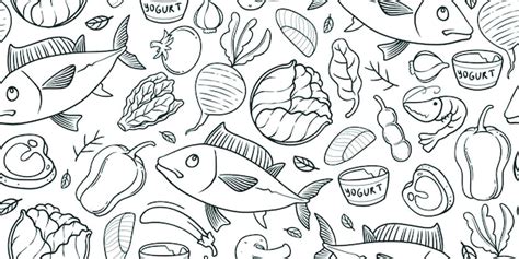 Premium Vector Healthy Food Doodle Seamless Pattern Vector