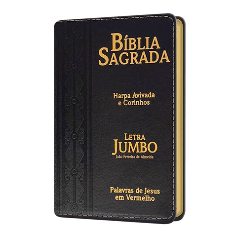 BÍBLIA LT JUMBO CAPA PU LUXO HARPA MOD 01 ARABESCO PRETA Kippah